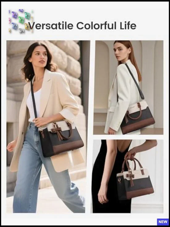 Leather Satchel Tote Purse Crossbody Shoulder Bag Chic Elegant Everyday Use - Picture 2 of 7